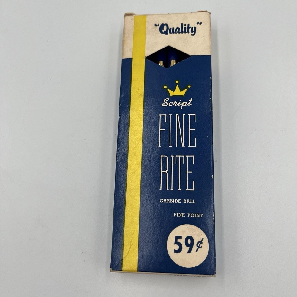 Vintage Script Fine Rite Carbide Ball Pens New Old Stock 8 Count RARE Office